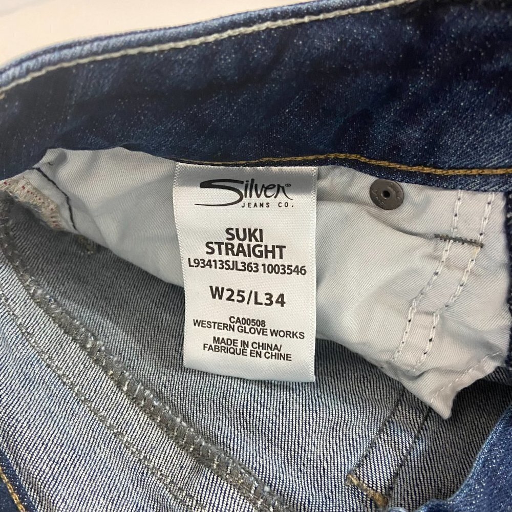 Silver Suki Straight Jeans Women's Size 25 (25 x 34) Mid Rise Straight Leg - Picture 11 of 12